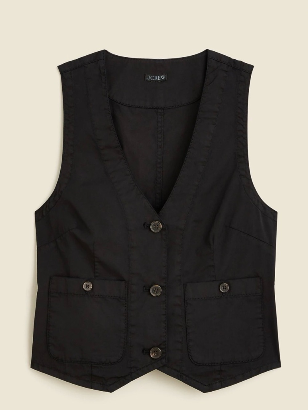 J. Crew Black Patch Pocket Vest in Lightweight Twill Size 20